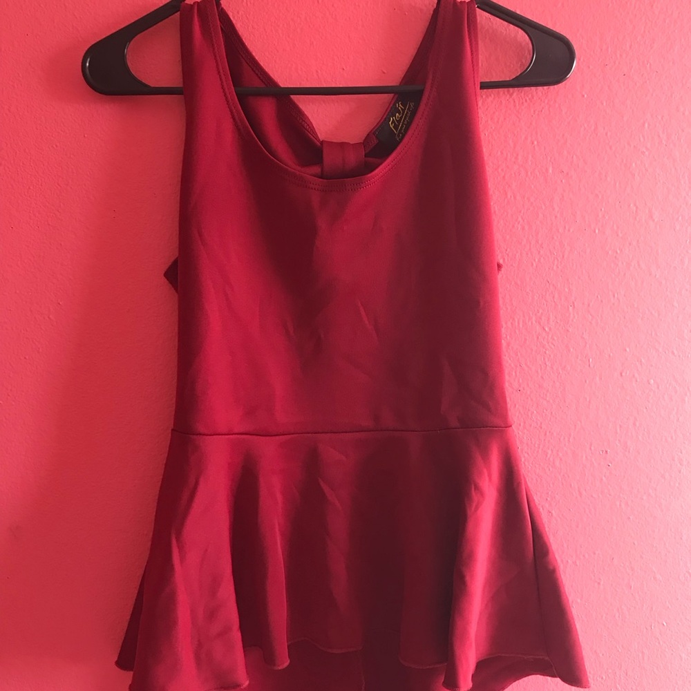 Cherry colored peplum top